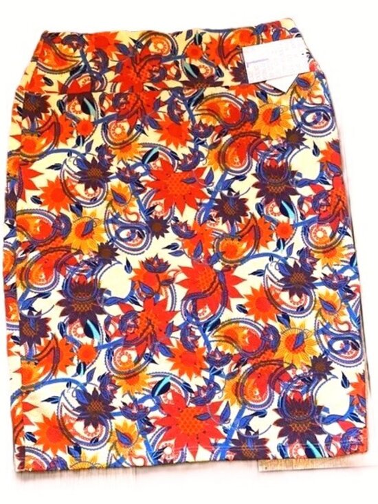 LuLaRoe Cassie Pencil Skirt Bodycon Large Floral Paisley Bohemian Artsy - Picture 1 of 2